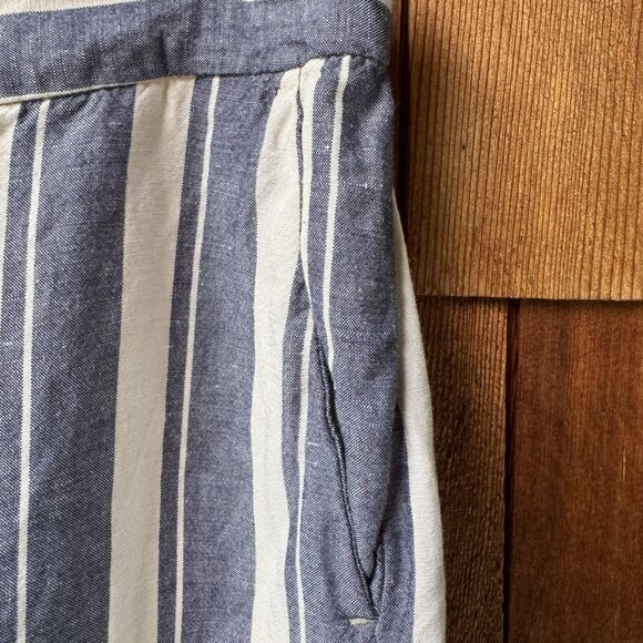 EUC Madewell Side Button Huston Stripe Pull On Crop Wide Leg Pants in Medium - Picture 9 of 10